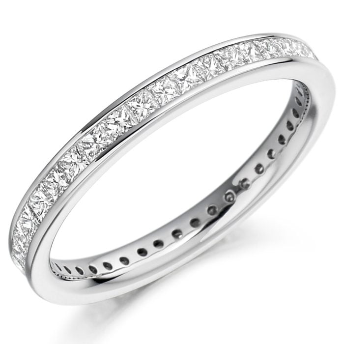 18ct White Gold Channel Set Princess Cut Diamond Eternity Ring