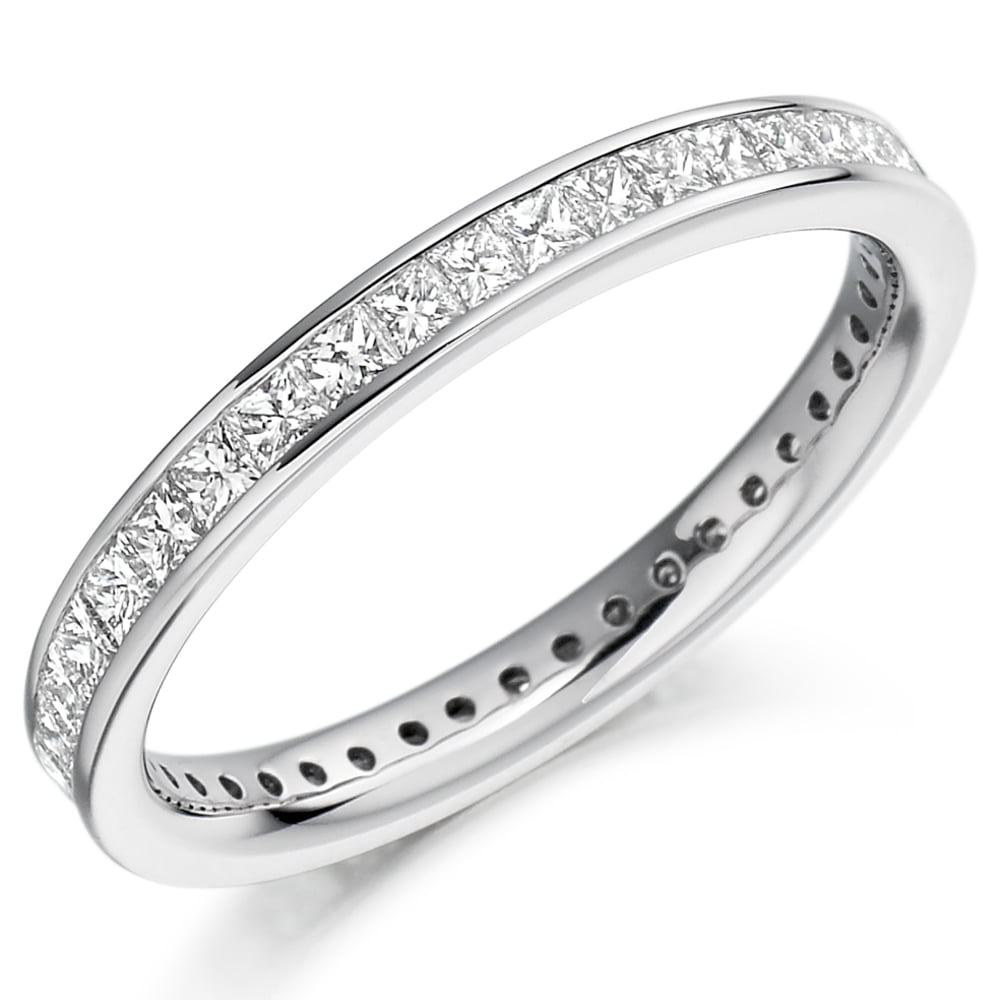 18ct White Gold 1.00ct Princess Cut Diamond Channel Set Eternity Ring