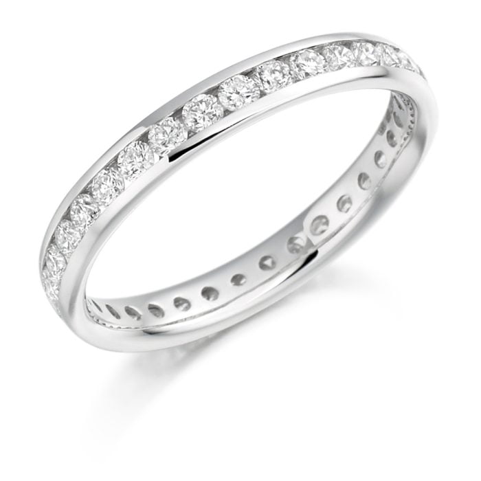 18ct White Gold 0.88ct Diamond Channel Set Eternity Ring