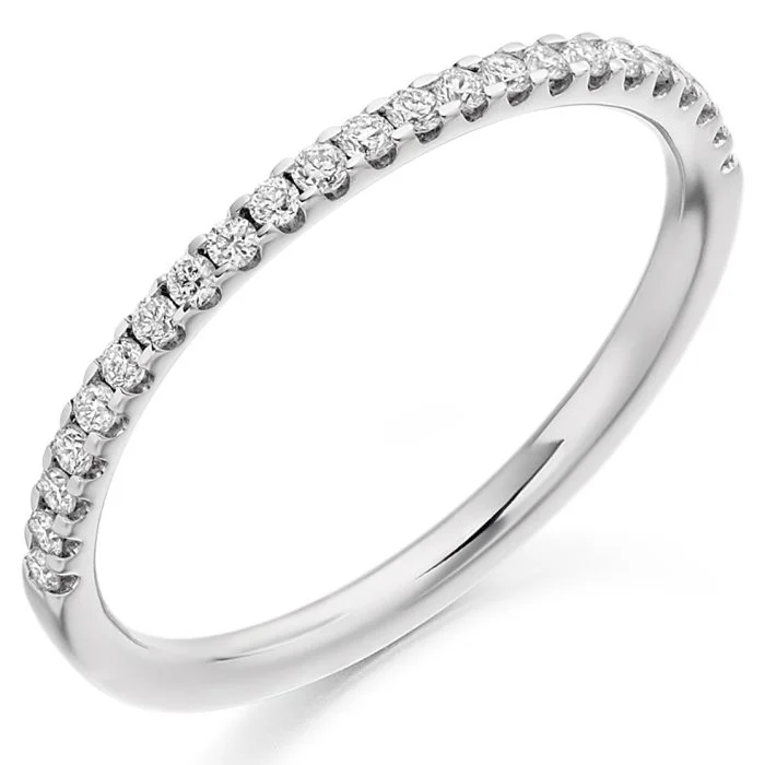 18ct White Gold Micro Claw Set Diamond Half Eternity Ring