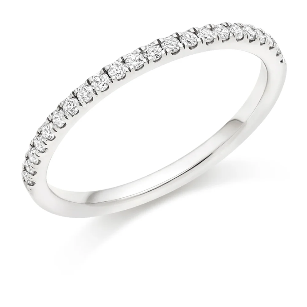 Platinum 0.25ct Diamond Claw Set Half Eternity Ring