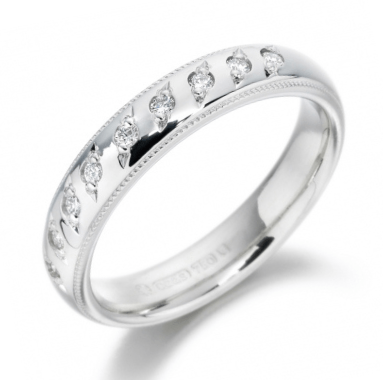18ct White Gold 0.14ct Diamond Set Ladies Wedding Ring