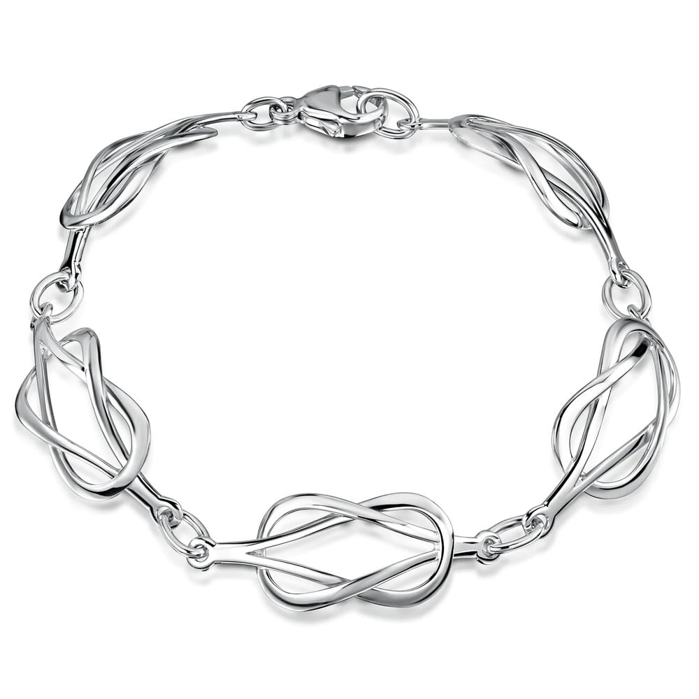 Sheila Fleet Reef Knot Silver Link Bracelet