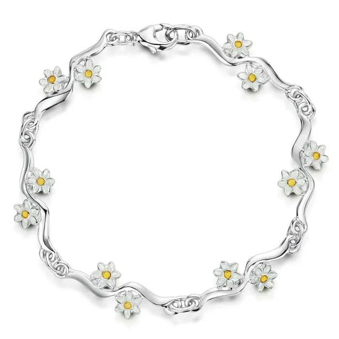 solid silver daisy bracelet