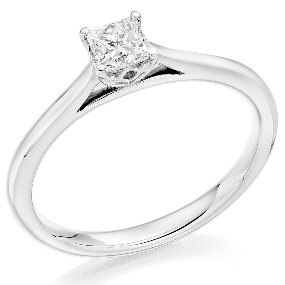 18ct White Gold 0.30ct Princess Cut Diamond Solitaire Ring