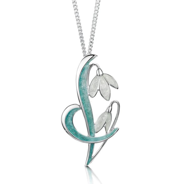 Large Silver Snowdrop Necklace