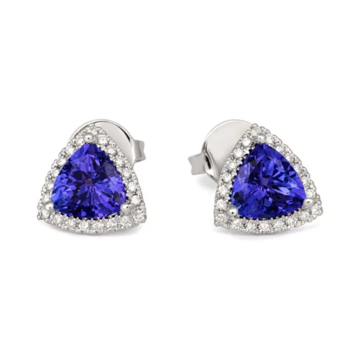 Tanzanite Earrings | Diamonds | White Gold | Nettletons Jewellers