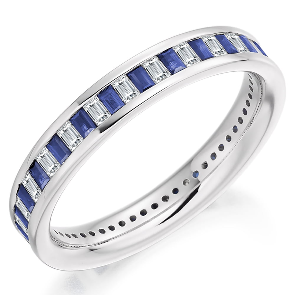 18ct White Gold 1.17ct Sapphire & Diamond Full Eternity Ring