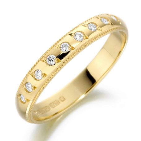 18ct Yellow Gold 0.09ct Diamond Set Ladies Wedding Ring