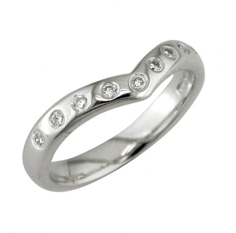 9ct White Gold 0.14ct Diamond Flush Set Ladies Wedding Ring