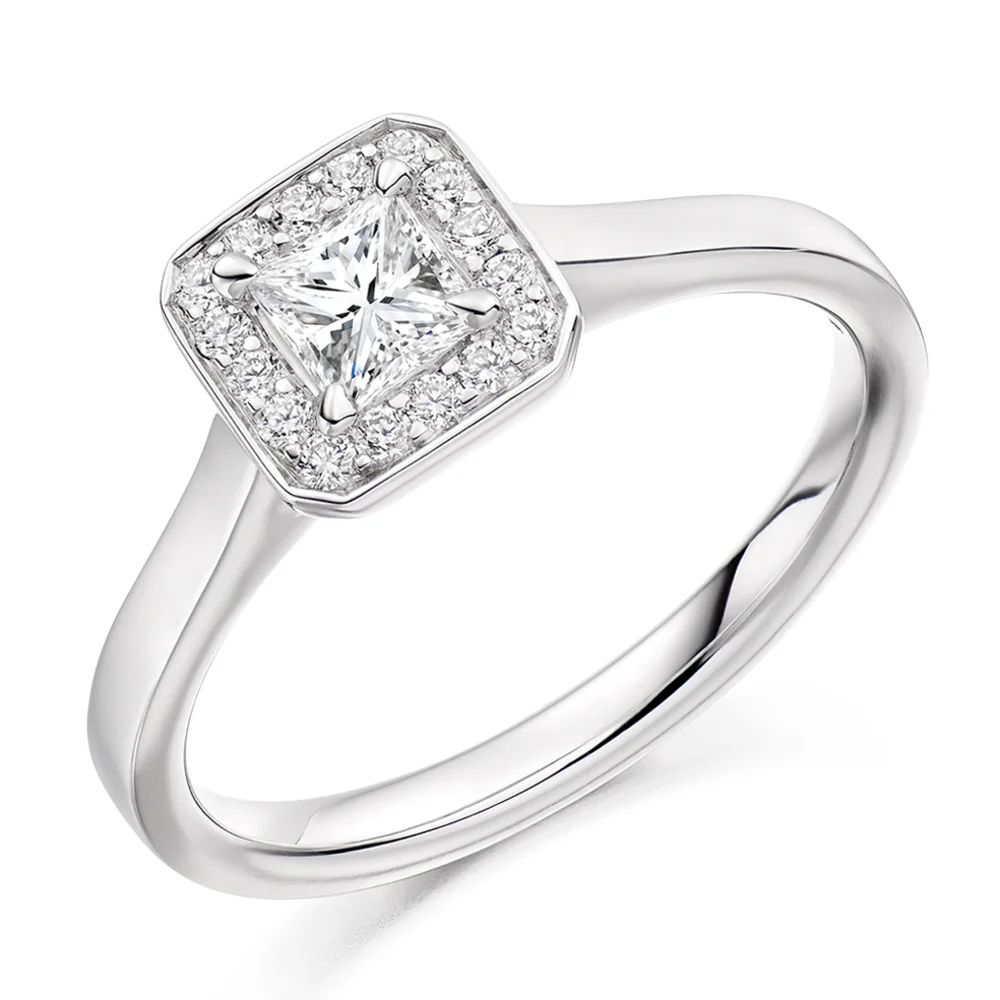Platinum 0.47ct Diamond Princess Cut Engagement Ring