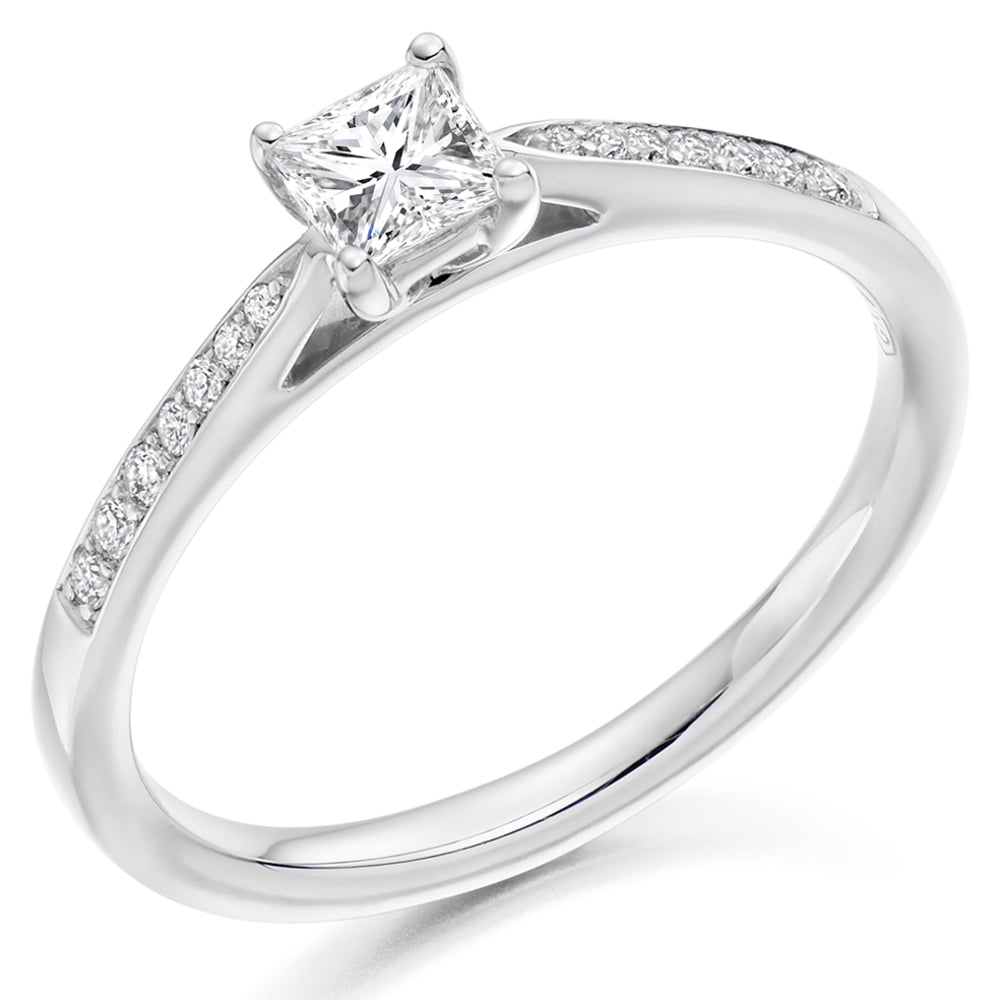 18ct White Gold 0.20ct Princess Cut Diamond Solitaire Engagement Ring