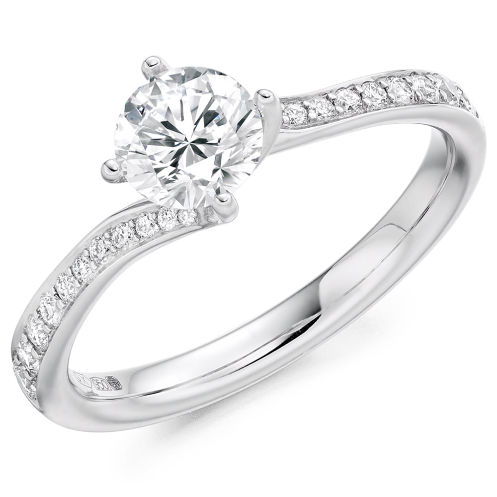 Platinum 0.95ct Diamond Solitaire Twist Engagement Ring