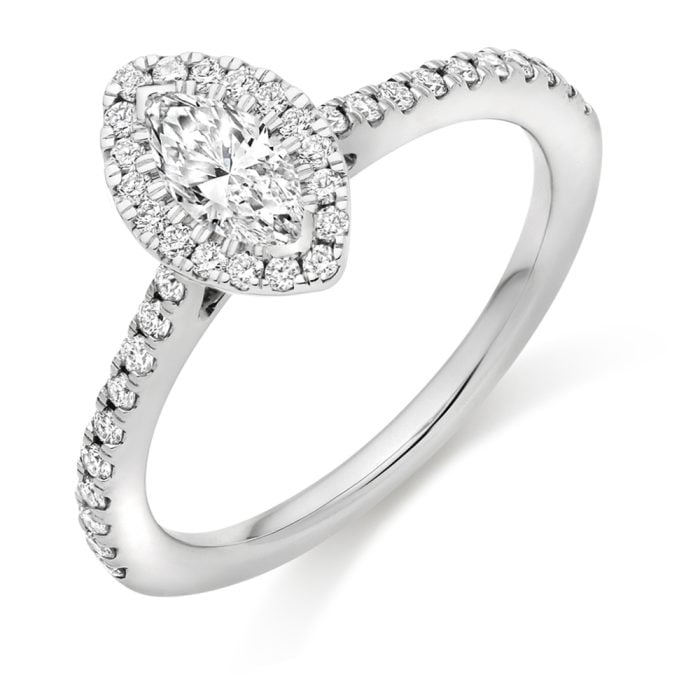 Platinum Marquise Diamond Halo Engagement Ring