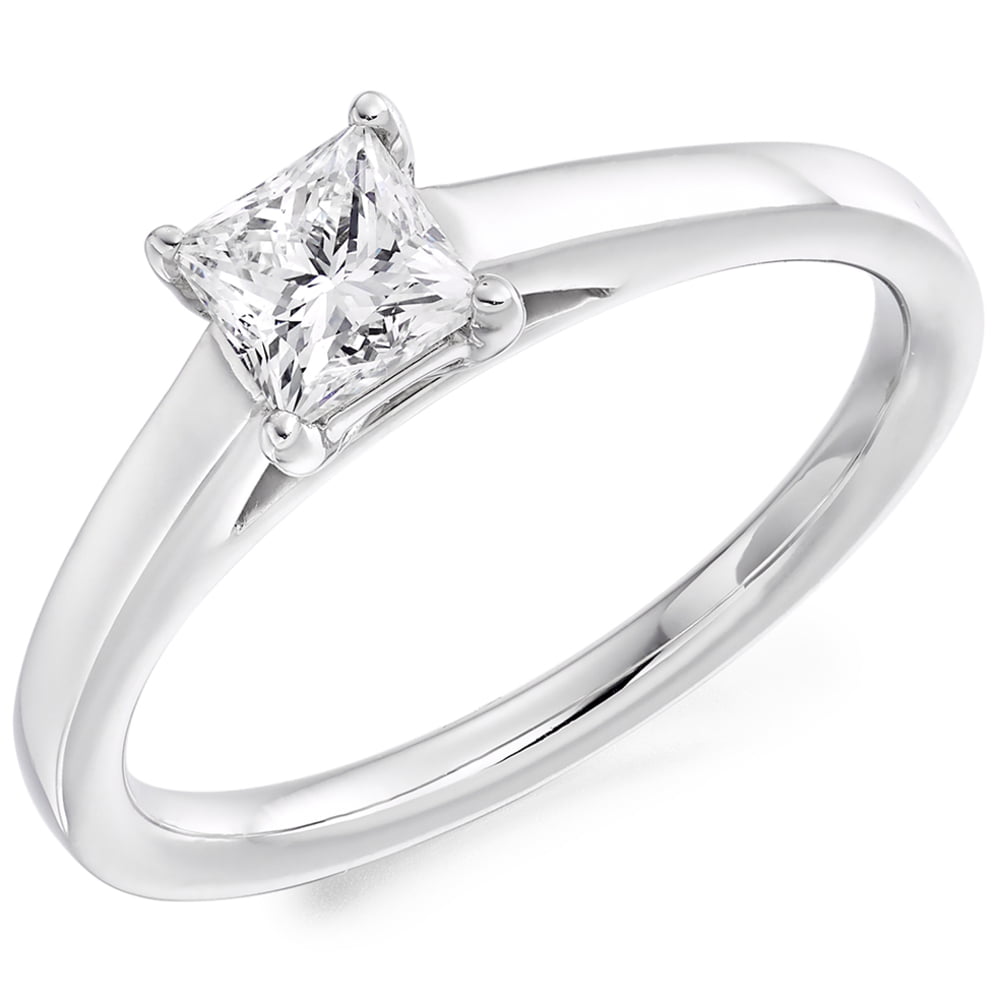 Platinum 0.50ct Princess Cut Diamond Solitaire Engagement Ring