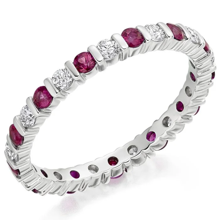 18ct White Gold 1.08ct Ruby and Diamond Eternity Ring