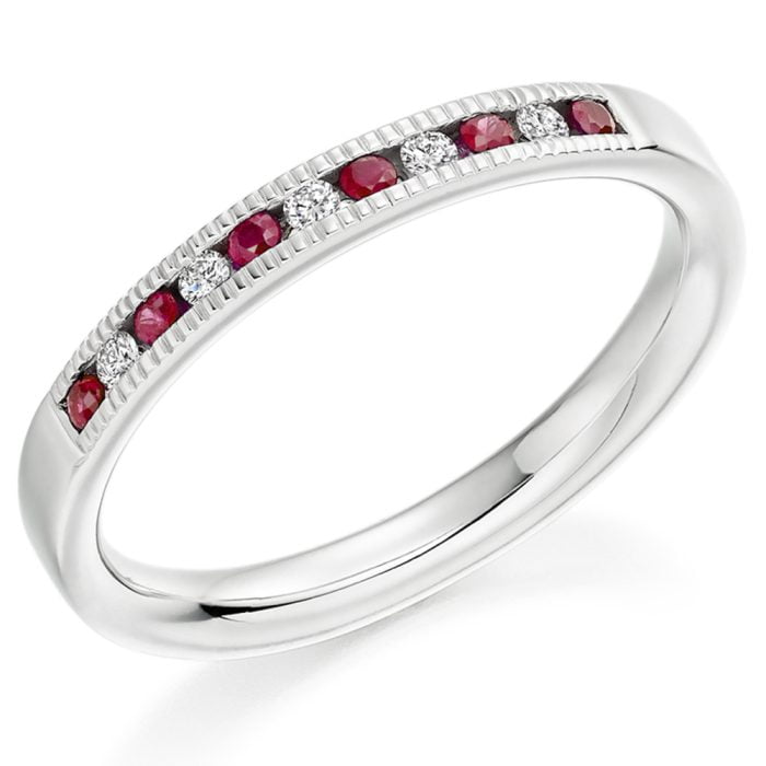 18ct White Gold Ruby & Diamond Channel Set Eternity Ring