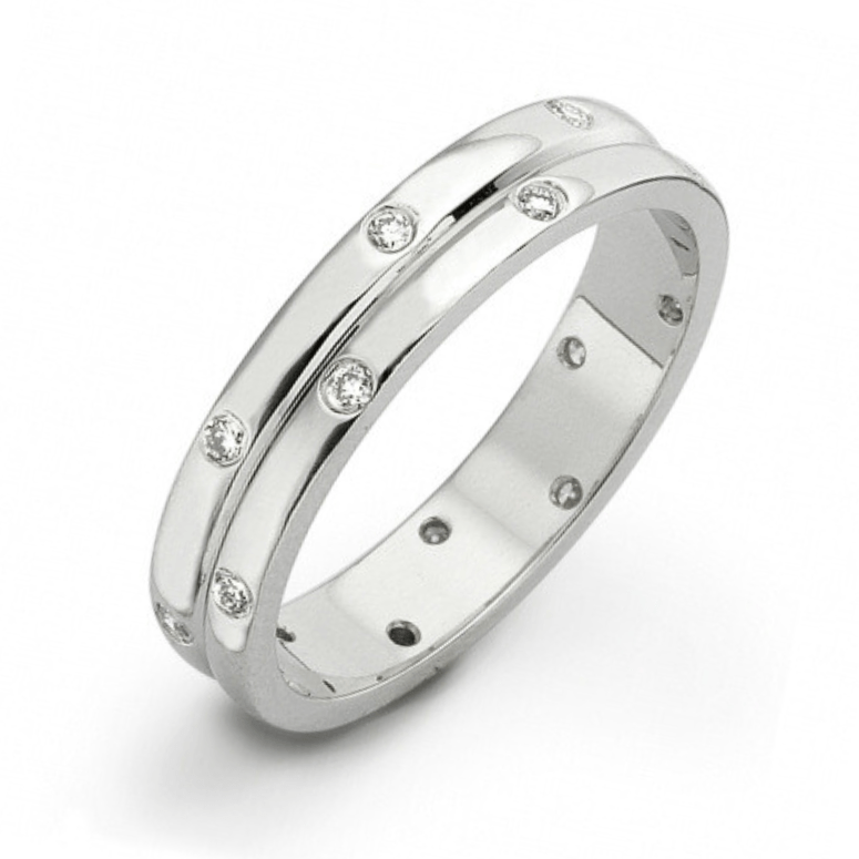 18ct White Gold 0.16ct Diamond Set Ladies Wedding Ring