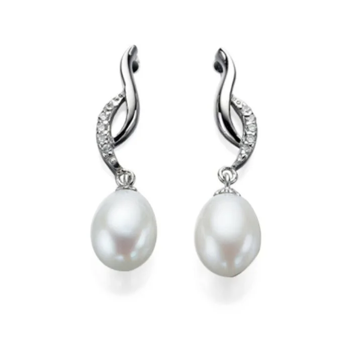 Beginnings Silver Pearl Twist Earrings