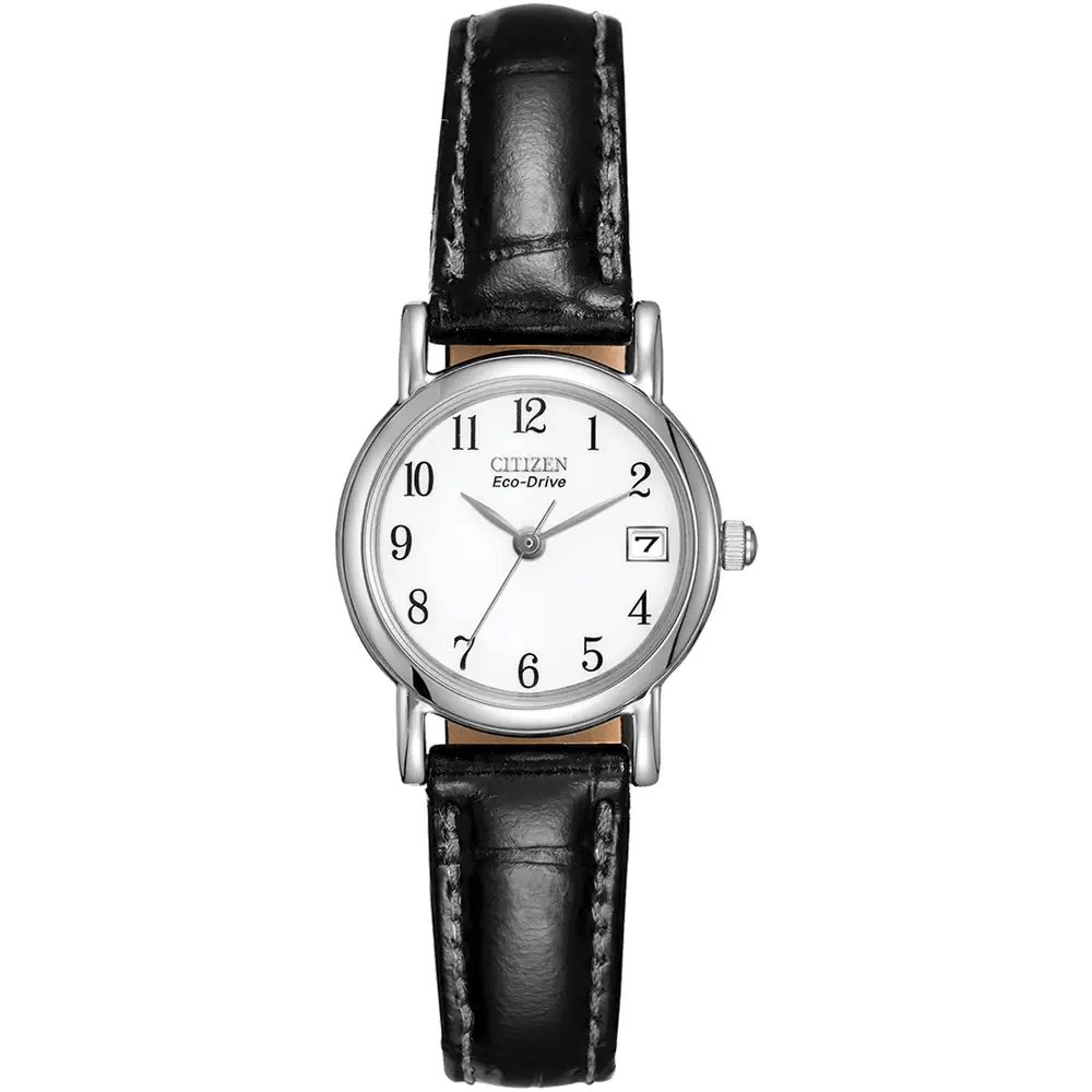 Citizen Eco-Drive Ladies Stainless Steel Leather Strap Watch