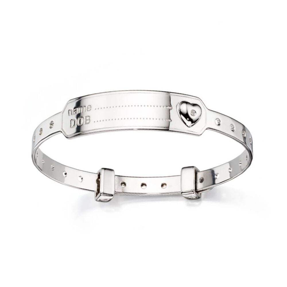 D For Diamond Childrens Silver Medical Style ID Heart Bangle