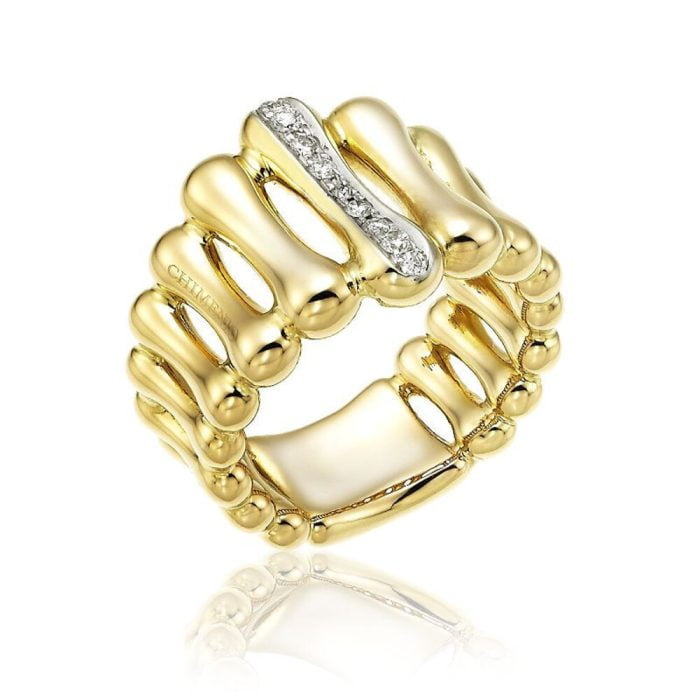 Chimento 18ct Gold Diamond Bamboo Ring