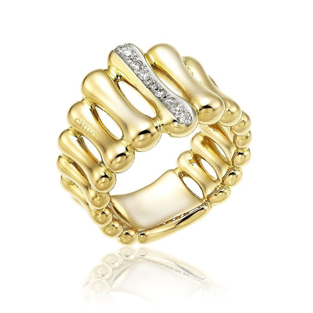 Chimento Bamboo Over 18ct Yellow Gold Diamond Ring