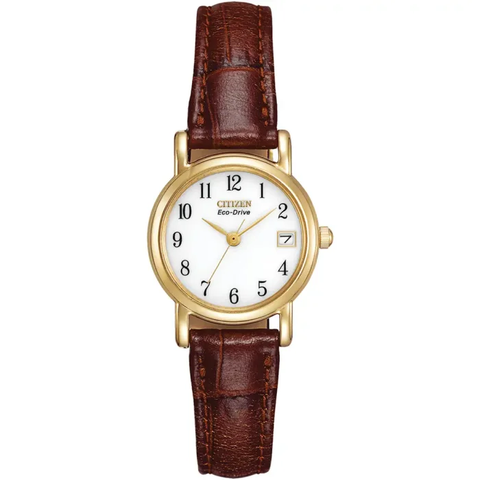 Citizen Eco-Drive Ladies Brown Leather Strap Watch