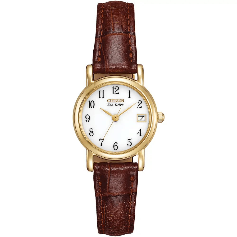 Citizen Eco-Drive Ladies Classic Brown Leather Strap Watch