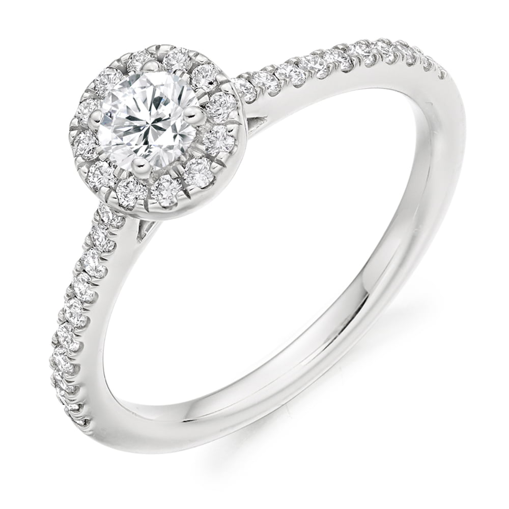 18ct White Gold 0.55ct Diamond Halo Engagement Ring