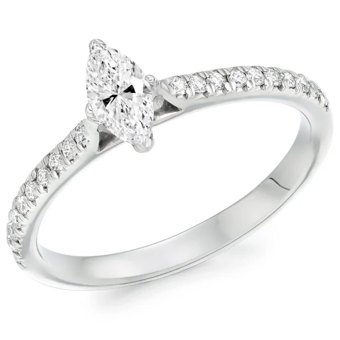 18ct White Gold Marquise Diamond Solitaire Ring