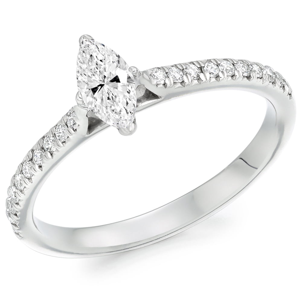 18ct White Gold 0.53ct Marquise Diamond Solitaire Engagement Ring