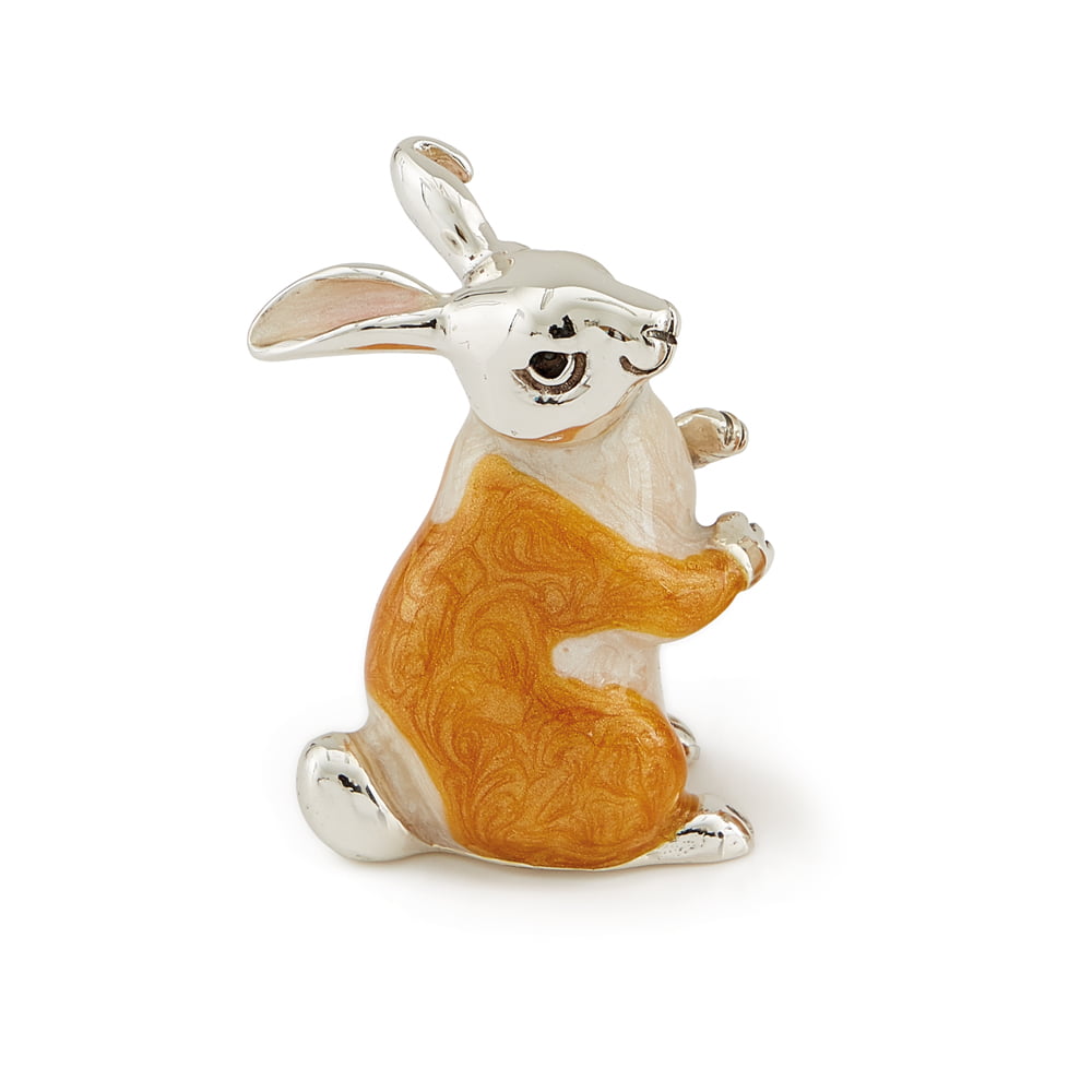Saturno Silver Enamel Orange Rabbit Ornament