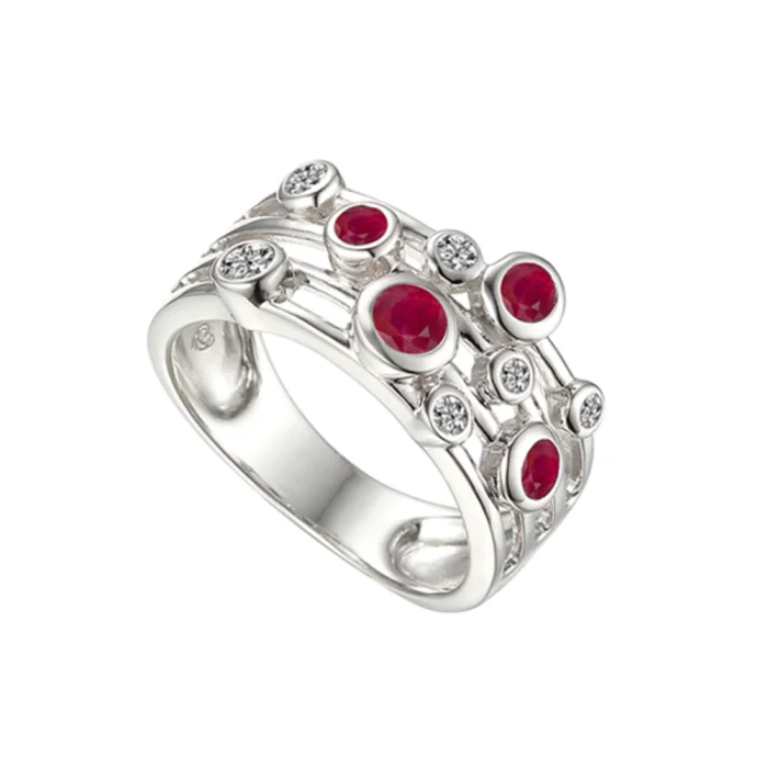 Amore Silver Ruby Bubble Ring