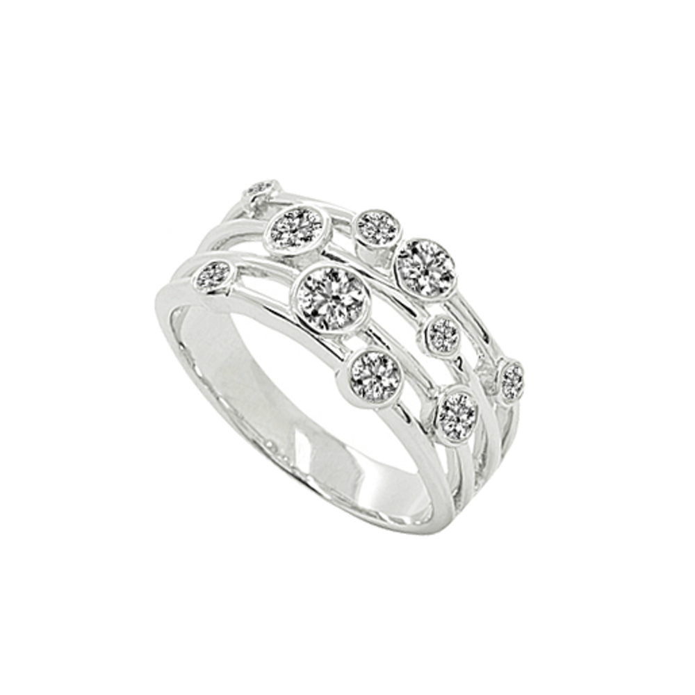 Amore 9ct White Gold Scatter Multi Diamond Bubble Ring