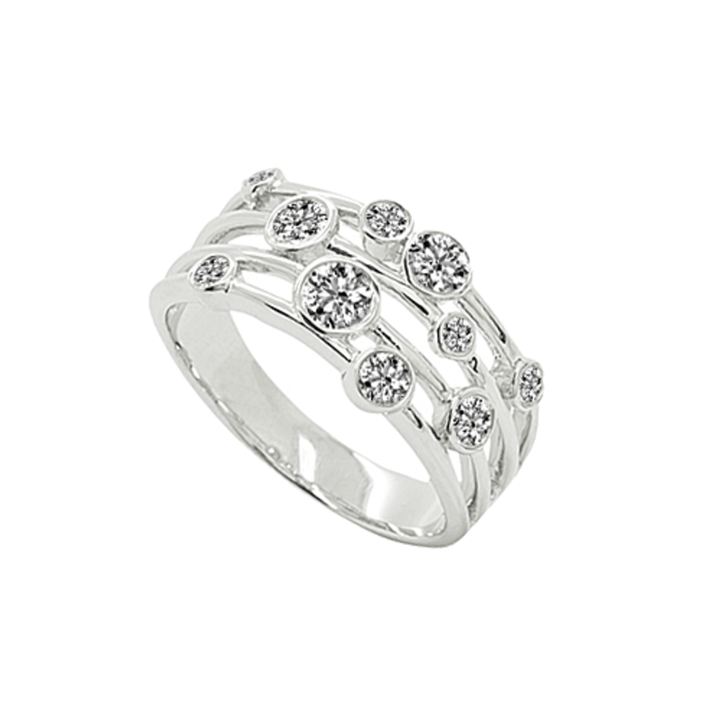 Amore 9ct White Gold Scatter Multi Diamond Bubble Ring