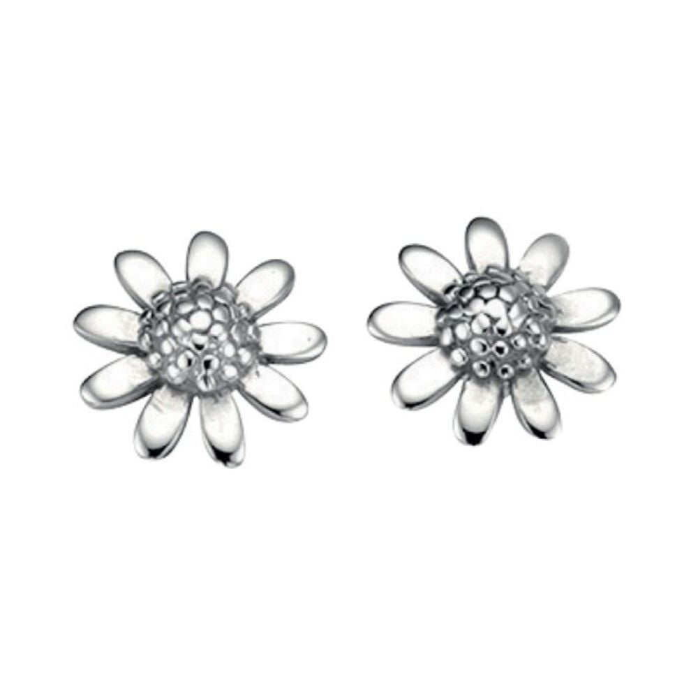 Beginnings Silver Daisy Flower Stud Earrings