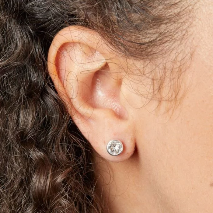 Beginnings Silver Swarovski Crystal Stud Earrings - Image 2