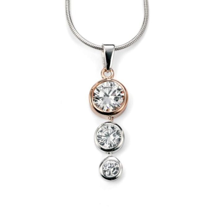 Beginnings Silver and Rose Gold Cubic Zirconia Necklace