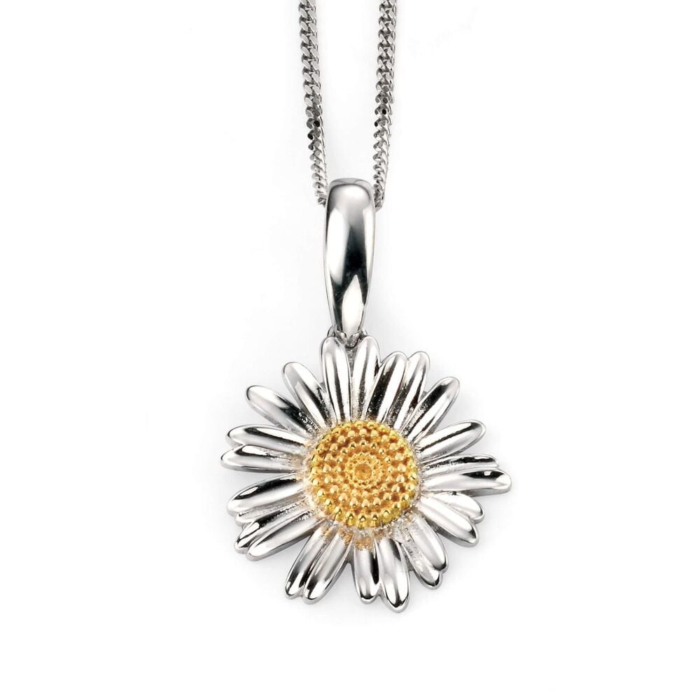 Beginnings Silver & Yellow Gold Plated Daisy Pendant