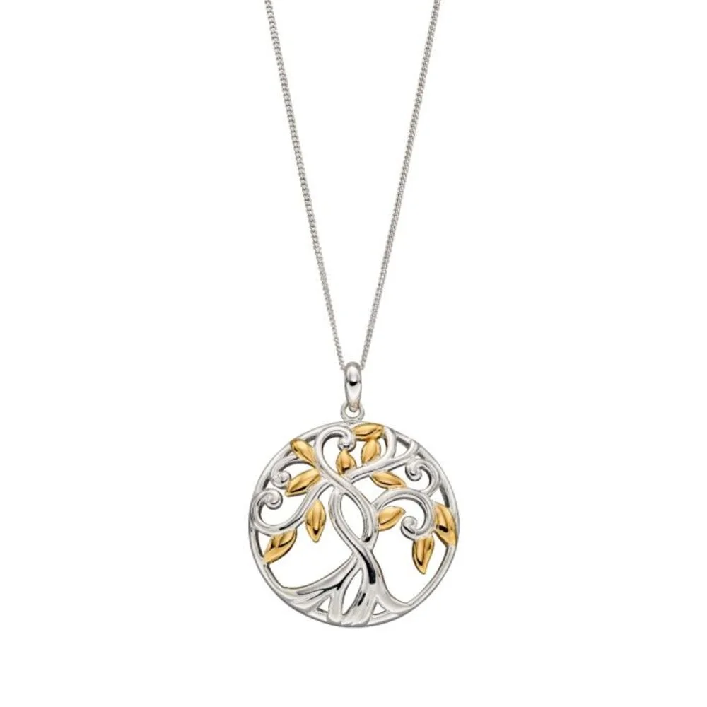 Beginnings Silver & Yellow Gold Plated Tree Of Life Pendant