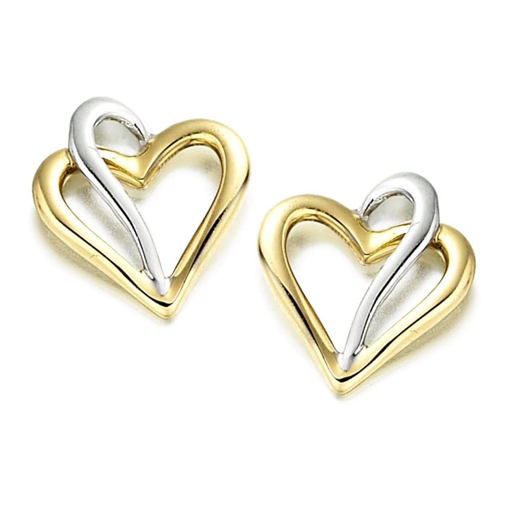 Amore 9ct Yellow & White Gold Luciana Heart Stud Earrings