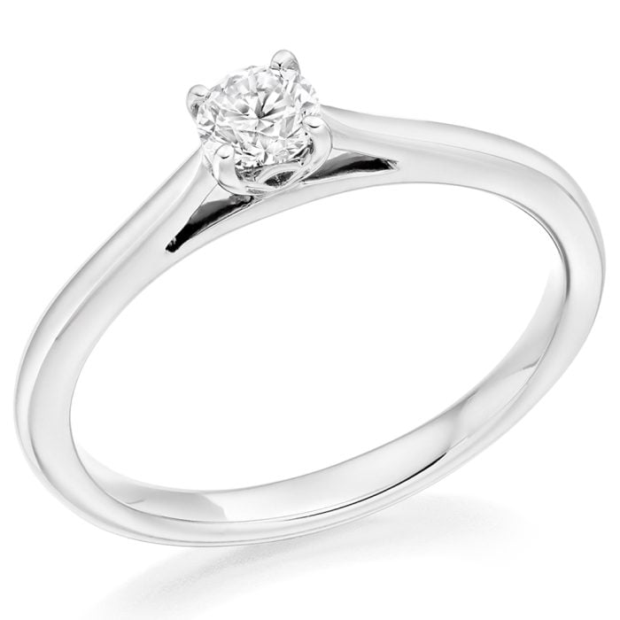 18ct White Gold Round Diamond Solitaire Engagement Ring