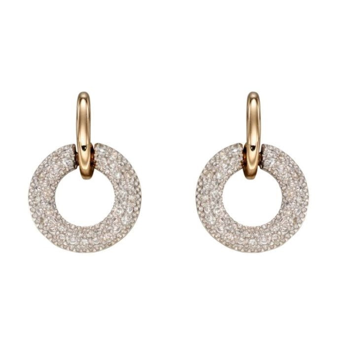 gold Donut Diamond Drop Earrings