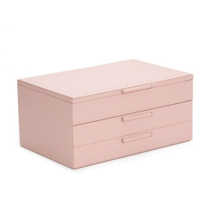 WOLF Sophia Pink Leather Jewelry Box