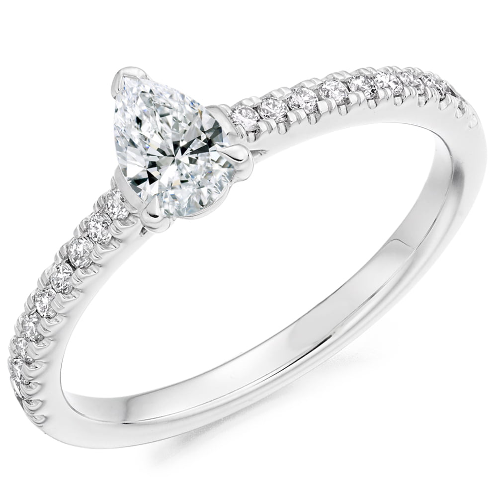 Platinum 0.50ct Pear Cut Diamond Solitaire Engagement Ring