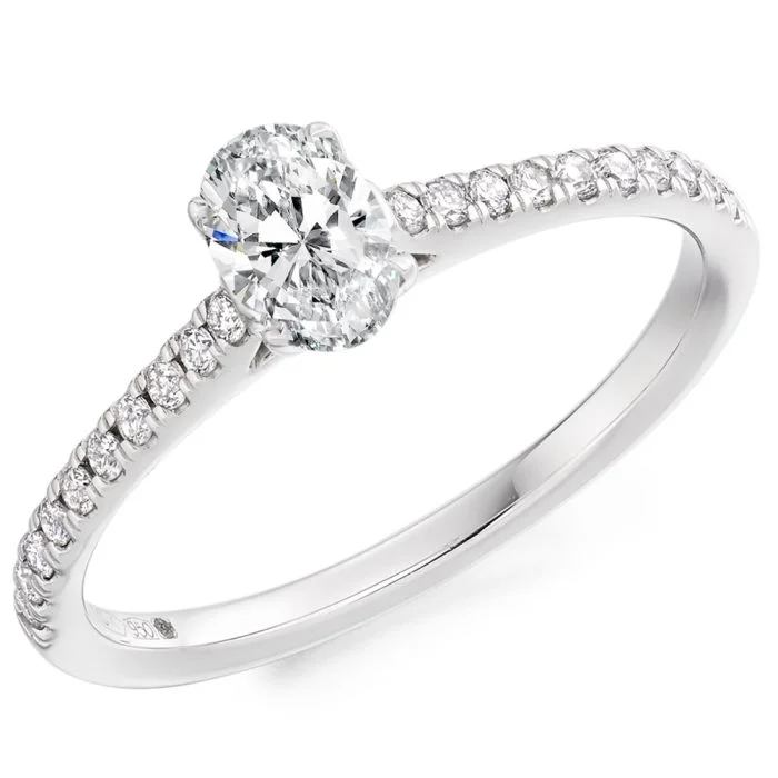 Platinum Oval Cut Diamond Solitaire Engagement Ring