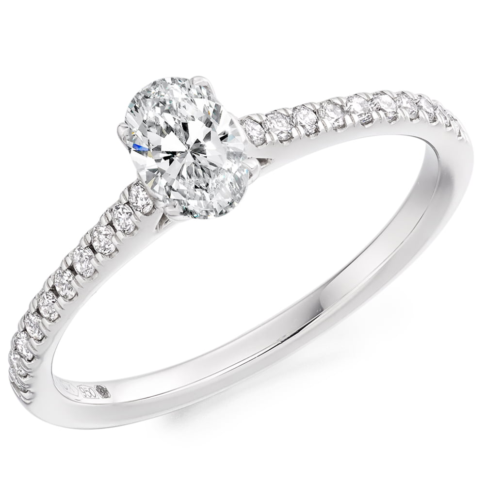 Platinum 0.58ct Oval Cut Diamond Solitaire Engagement Ring