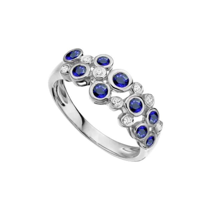 Sapphire Diamond bubble Ring