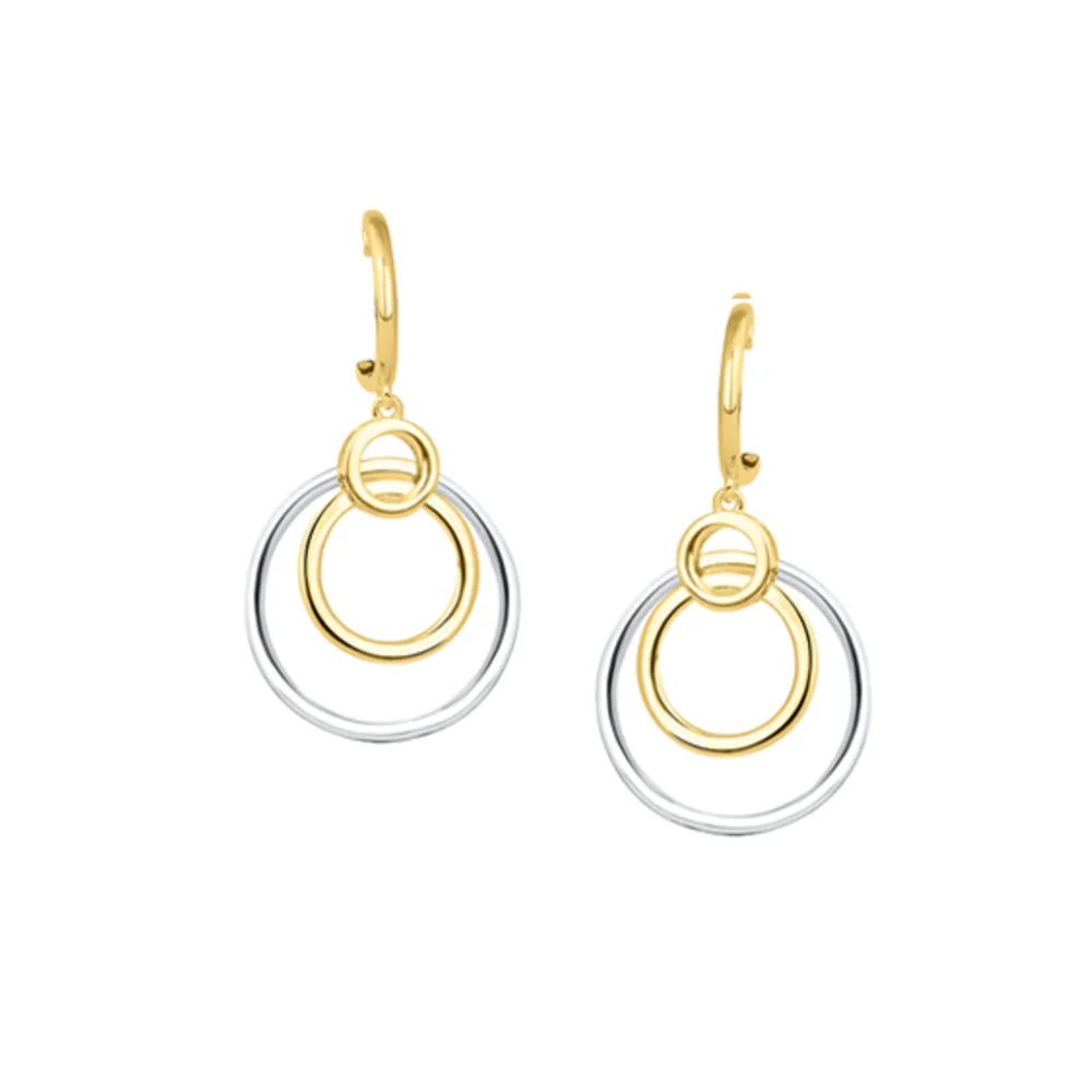 Amore 9ct Yellow & White Gold Ava Circle Drop Earrings